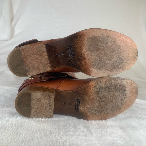 Coach Natale Women US 6 Cognac Leather Riding Boot Harness Knee High‎ Pull On - Picture 13 of 16